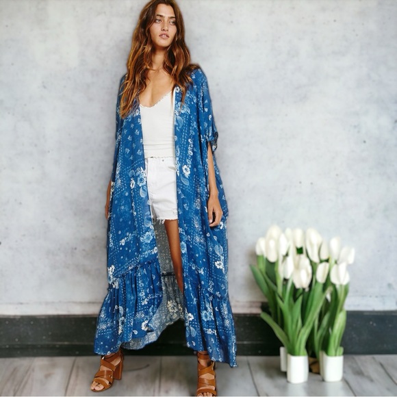 Floral Print Long Kimono - Picture 4 of 8